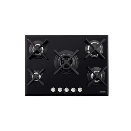 Cooktop a Gás Tramontina Design Collection Penta Glass Flat em Vidro Temperado e Trempes em Ferro Fundido com Acendimento Automático 5 Queimadores