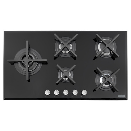 Cooktop a Gás Tramontina Design Collection Penta Glass Flat em Vidro Temperado e Trempes em Ferro Fundido com Acendimento Automático 5 Queimadores