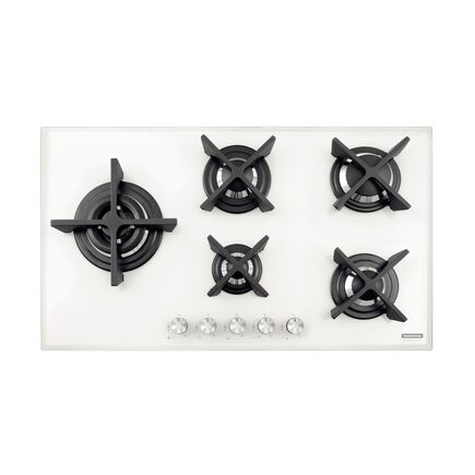 Cooktop a Gás Tramontina Design Collection Penta Glass Flat em Vidro Temperado e Trempes em Ferro Fundido com Acendimento Automático 5 Queimadores
