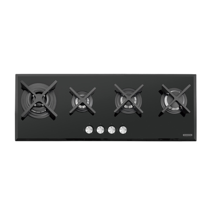 Cooktop a Gás Tramontina Design Collection Slim Glass Flat em Vidro Temperado e Trempes em Ferro Fundido com Acendimento Automático 4 Queimadores