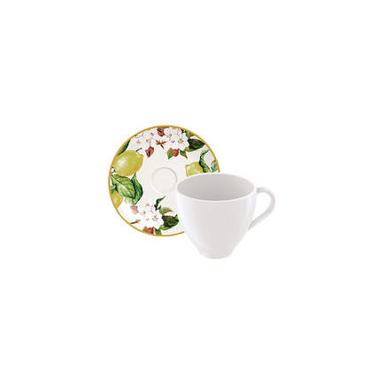 Conjunto Xícara e Pires de Café Tramontina Carmen em Porcelana Decorada 100 ml 2 Peças