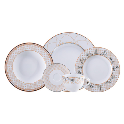 Aparelho de Jantar Tramontina Solaris em Porcelana Decorada 30 Peças