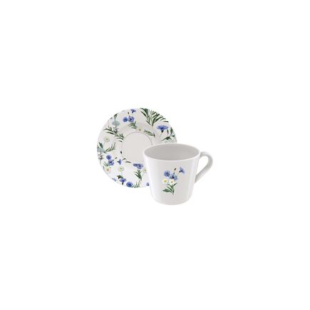Conjunto Xícara e Pires de Chá Tramontina Ana Alice em Porcelana Decorada