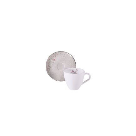 Conjunto Xícara e Pires de Café Tramontina Floralis em Porcelana Decorada 95 ml 2 Peças