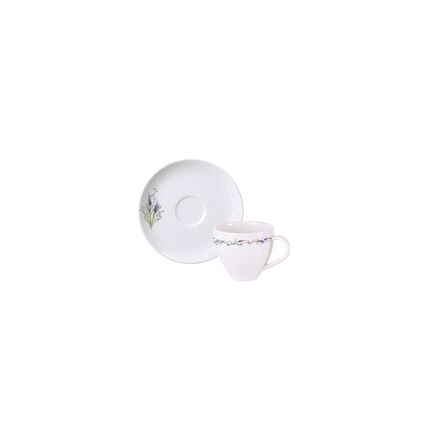 Conjunto Xícara e Pires de Café Tramontina Lilla em Porcelana Decorada 100 ml 2 Peças