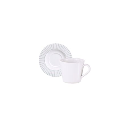 Conjunto Xícara e Pires de Chá Tramontina Monocroma em Porcelana Decorada 185 ml 2 Peças