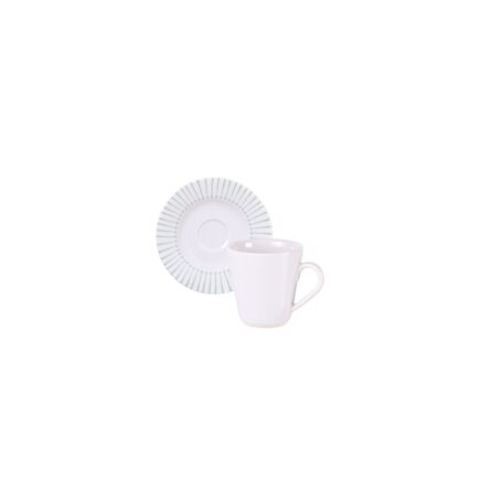 Conjunto Xícara e Pires de Café Tramontina Monocroma em Porcelana Decorada 70 ml 2 Peças