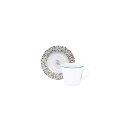 Conjunto Xícara e Pires de Chá Tramontina Dalina em Porcelana Decorada, 185 ml 2 Peças