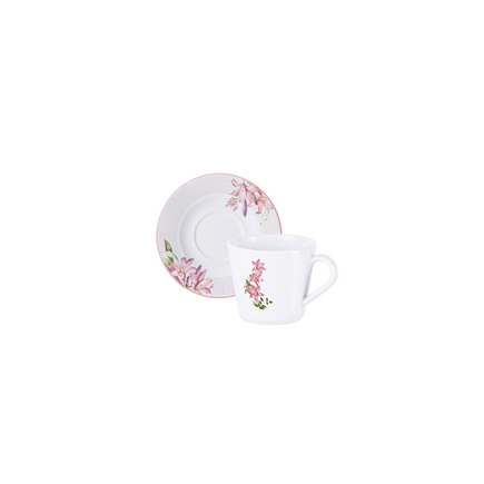 Conjunto Xícara e Pires de Chá Tramontina Poème em Porcelana Decorada 185 ml 2 Peças
