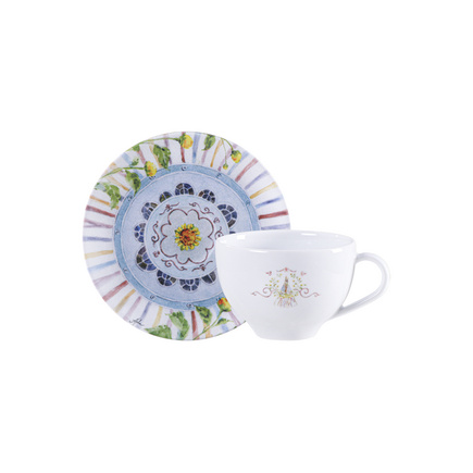 Conjunto Xícara e Pires de Chá Tramontina Cirio em Porcelana 250 ml 2 Peças