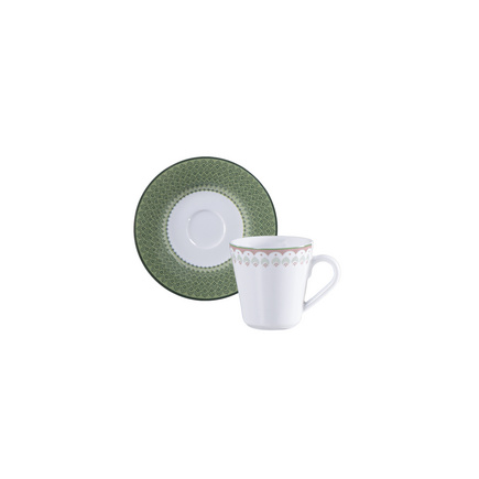 Conjunto Xícara e Pires de Café Tramontina Zenith em Porcelana Decorada 100 ml 2 Peças