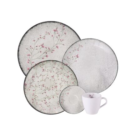 Aparelho de Jantar Tramontina Floralis em Porcelana Decorada 20 Peças