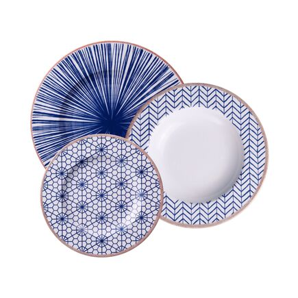 Jogo de Pratos Tramontina Abstratta em Porcelana Decorada 12 Peças
