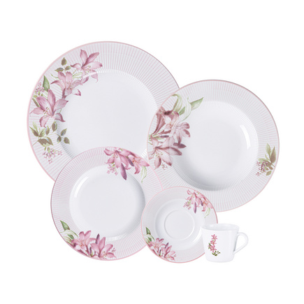 Aparelho de Jantar Tramontina Poème em Porcelana Decorada 30 Peças