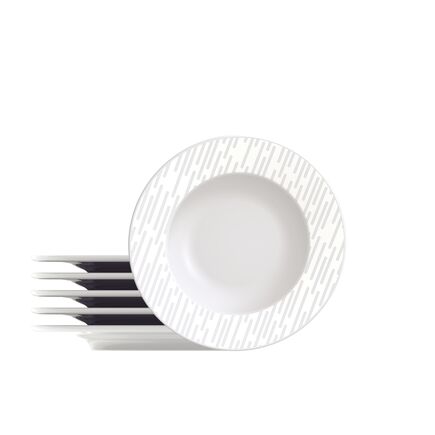Kit Prato Sobremesa Tramontina Marie em Porcelana Decorada 21 cm 06 Peças