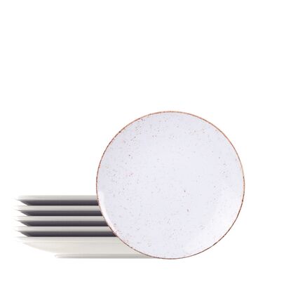 Kit Prato Sobremesa Tramontina Rústico Marrom em Porcelana Decorada 21 cm 6 pçs