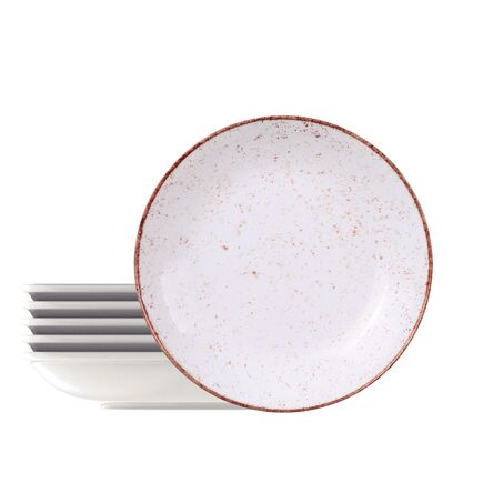 Kit Prato Fundo Tramontina Rústico Marrom em Porcelana Decorada 22 cm 6pçs