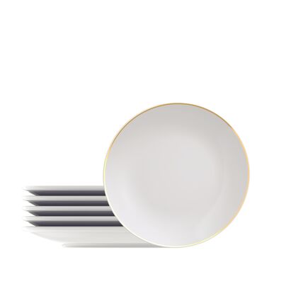Kit Prato Sobremesa Tramontina Anna em Porcelana 21 cm 6 peças