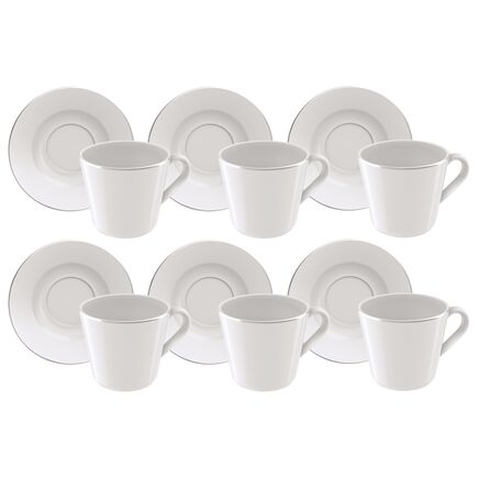 Kit Xícara e Pires de Chá Tramontina Joana em Porcelana Decorada 185 ml 06 Peças