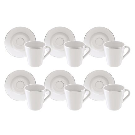 Kit Xícara e Pires de CaféTramontina Joana em Porcelana Decorada 70 ml 06 Peças