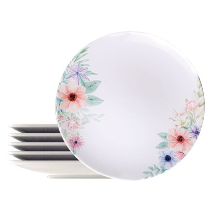 Kit Prato Raso Tramontina Floratta em Porcelana Decorada 28 cm 6 Peças