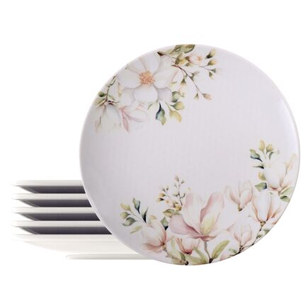 Kit Prato Raso Tramontina Magnólia em Porcelana Decorada 28 cm 6 Peças