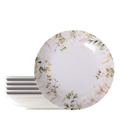 Kit Prato Fundo Tramontina Magnólia em Porcelana Decorada 22 cm 6 Peças
