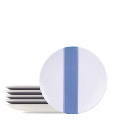 Kit Prato Sobremesa Tramontina Soho em Porcelana Decorada 21 cm 6 Peças
