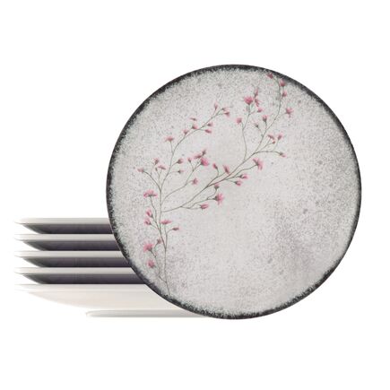 Kit Prato Raso Tramontina Floralis em Porcelana Decorada 25 cm 6 Peças