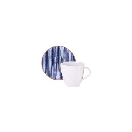 Kit Xícara e Pires de Cappuccino Tramontina Abstratta em Porcelana Decorada 200 ml 12 Peças