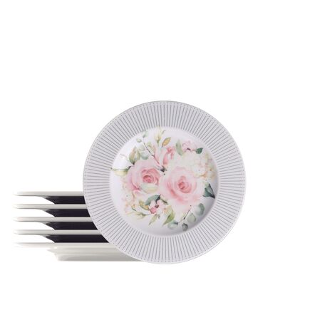 Kit Prato Sobremesa Tramontina Ornatta em Porcelana Decorada 21 cm 6 Peças
