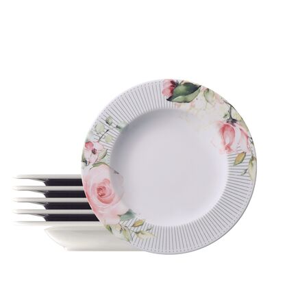 Kit Prato Fundo Tramontina Ornatta em Porcelana Decorada 23 cm 6 Peças