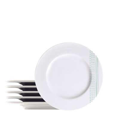 Kit Prato Sobremesa Tramontina Monocroma em Porcelana Decorada 21 cm 6 Peças