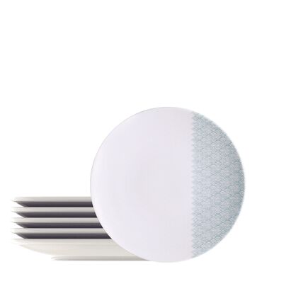 Kit Prato Sobremesa Tramontina Aquarius em Porcelana Decorada 21 cm 06 Peças