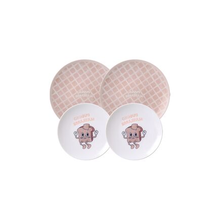 Kit Pratos Tramontina Groovy Breakfast em Porcelana Decorada 4 Peças