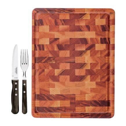 Kit Churrasco Tramontina Talheres Polywood Jumbo e Tábua Cubus 45X34 cm 13 Peças