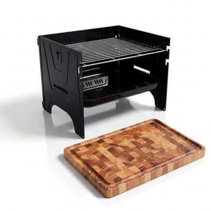 Kit Churrasco Portátil Tramontina Churrasqueira TCP 380 e Tábua Cubus Mista 45x34cm